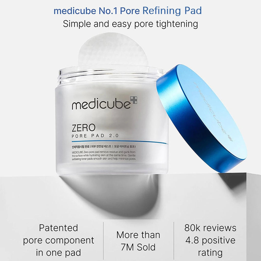 Medicube ZERO PORE PAD 2.0,Pre-Soaked Dual-Texture Cotton,Moisturizing & Calming Formula,Korean Skincare,K-Beauty,Korean Makeup