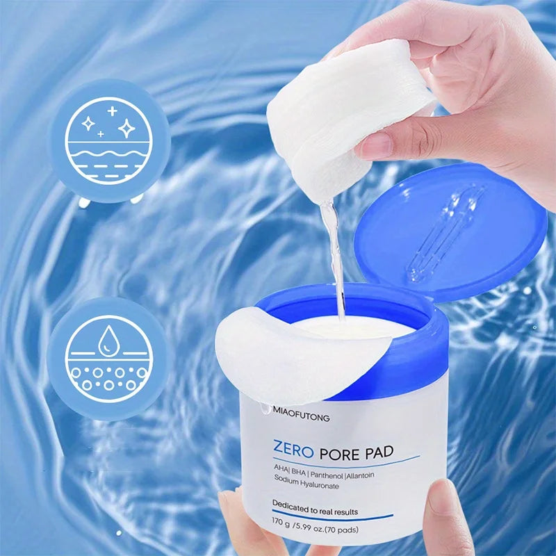 70PCS Hyaluronic Acid Cleansing and Makeup Remover Pads,Cotton Pad MakeupRemover Pads, Gently Clean and Remove Makeup Moisturize
