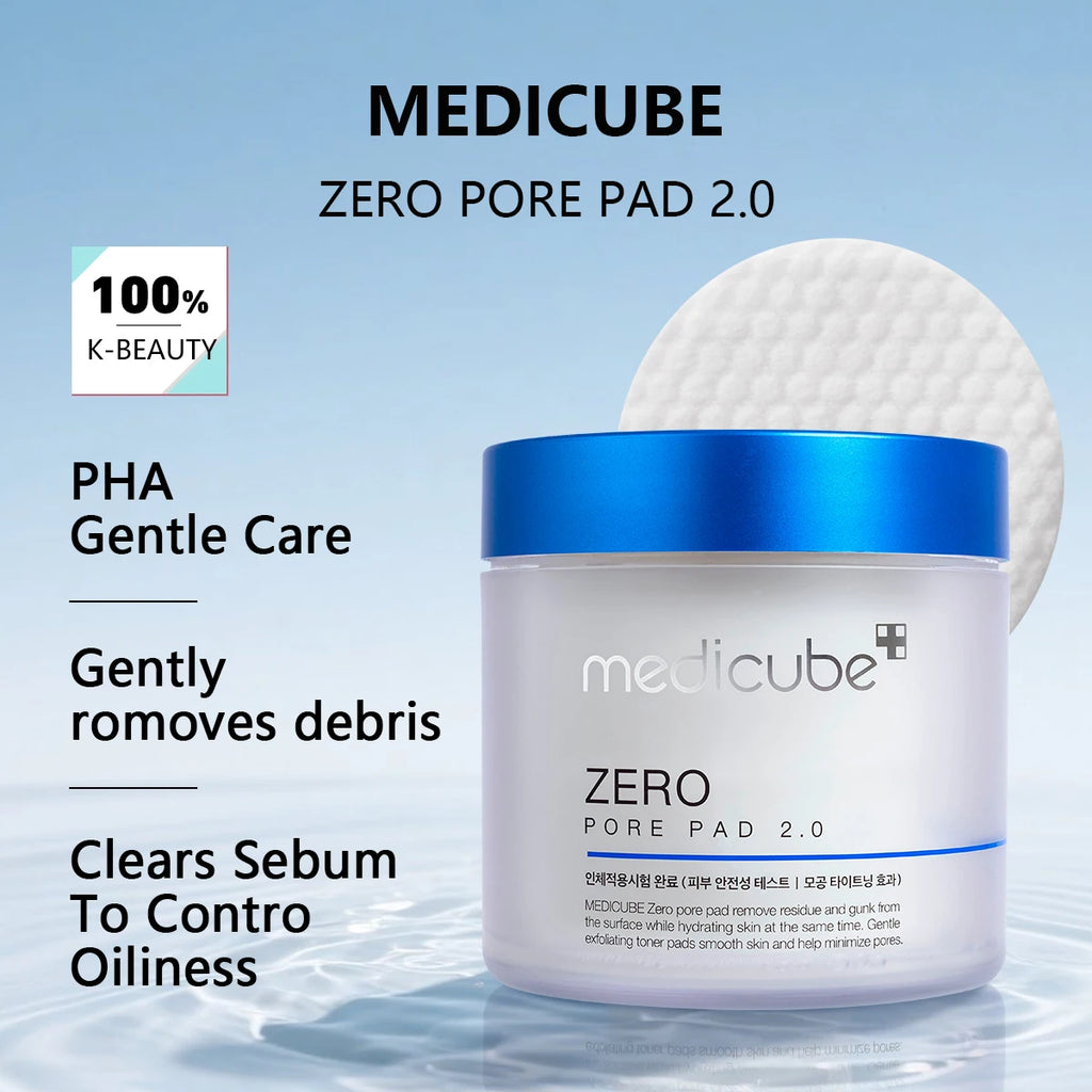 Medicube ZERO PORE PAD 2.0,Pre-Soaked Dual-Texture Cotton,Moisturizing & Calming Formula,Korean Skincare,K-Beauty,Korean Makeup